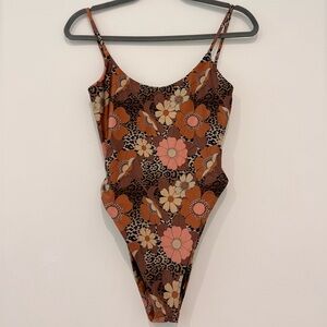iNAMORATA Floral Leopard Print One Piece Santa Fe Swimsuit